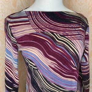 Y2K swirling abstract sparkle top purple and blue with sleeve cut outs